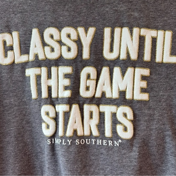 NWOT Simply Southern Charcoal embroidered Sweatshirt - Classy Game Starts - Picture 7 of 9